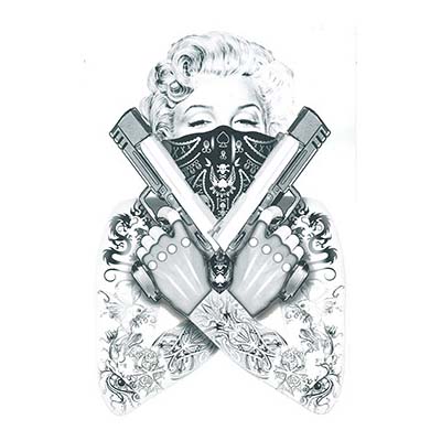 Marilyn Monroe Gangsta Sample designs Fake Temporary Water Transfer Tattoo Stickers NO.10358